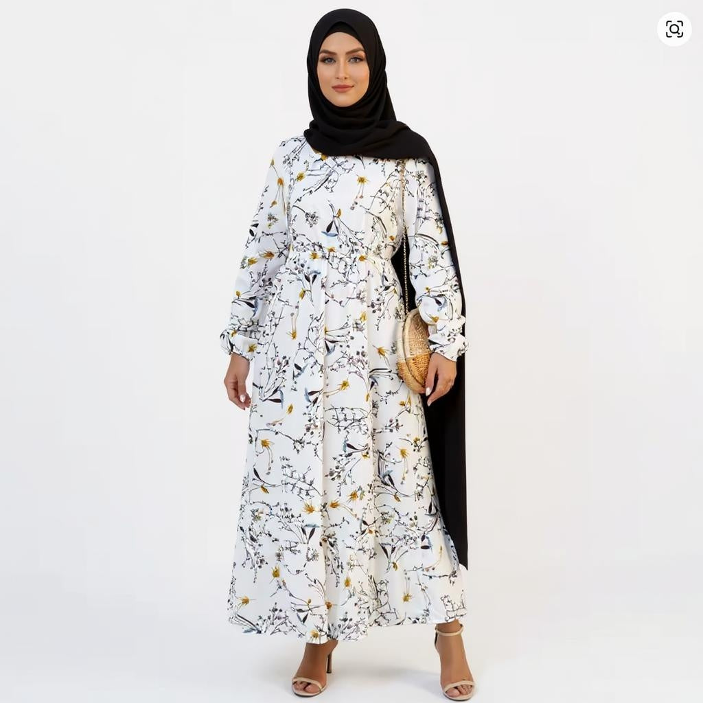 Summer Chiffon Bohemian Maxi Dress Casual Long Sleeve High Waist