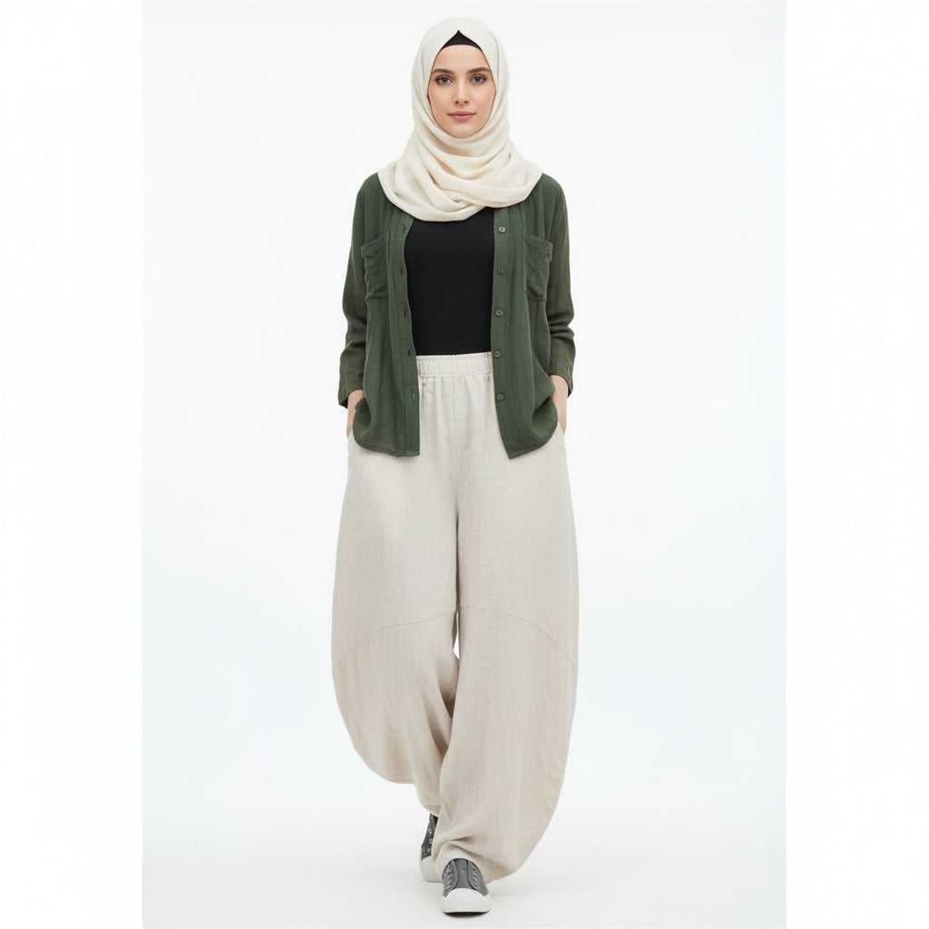Women’s Cotton Linen Wide Leg Pants