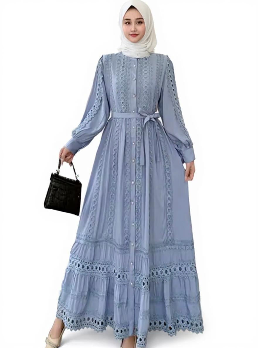 Boho Retro Dress with Belt Waist