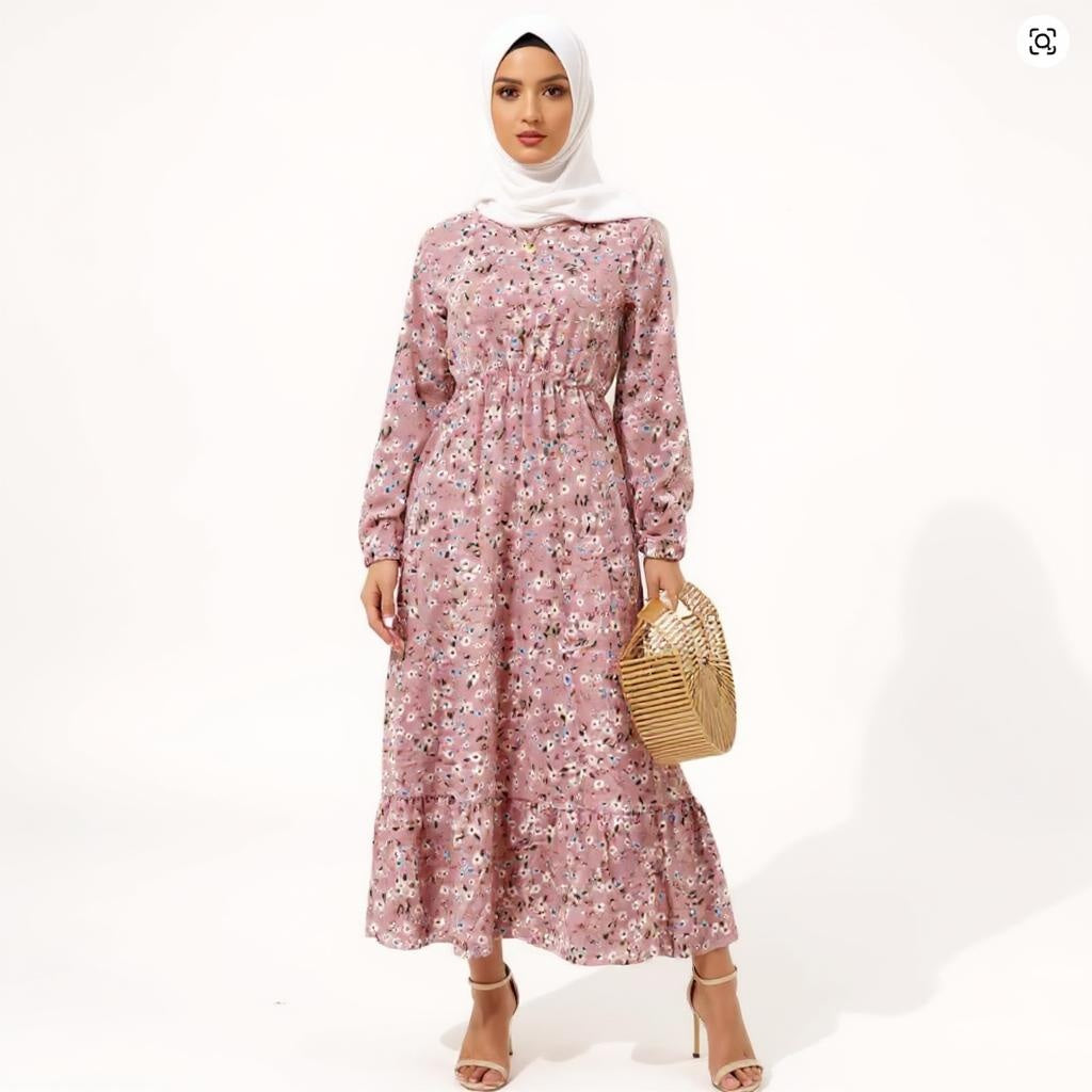 Summer Chiffon Bohemian Maxi Dress Casual Long Sleeve High Waist