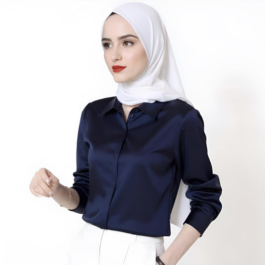 Luxury Silky Satin Long Sleeve Blouses