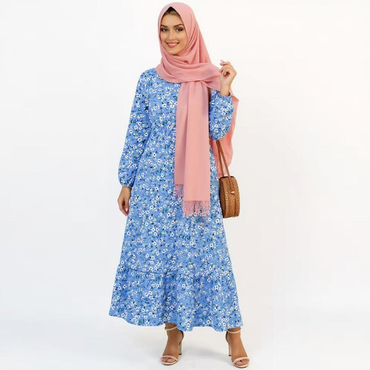 Summer Chiffon Bohemian Maxi Dress Casual Long Sleeve High Waist