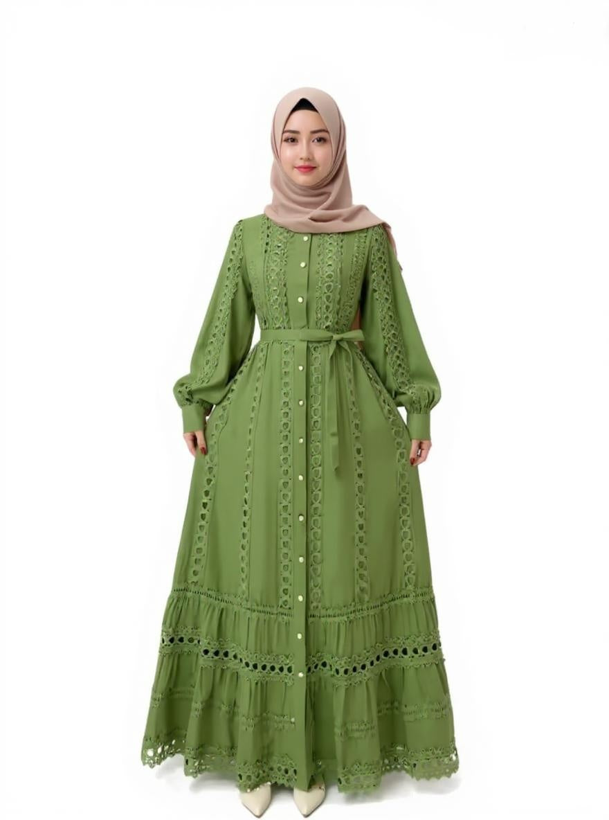 Boho Retro Dress with Belt Waist