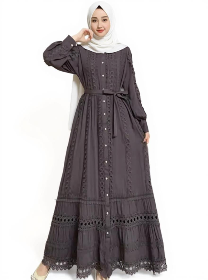 Boho Retro Dress with Belt Waist