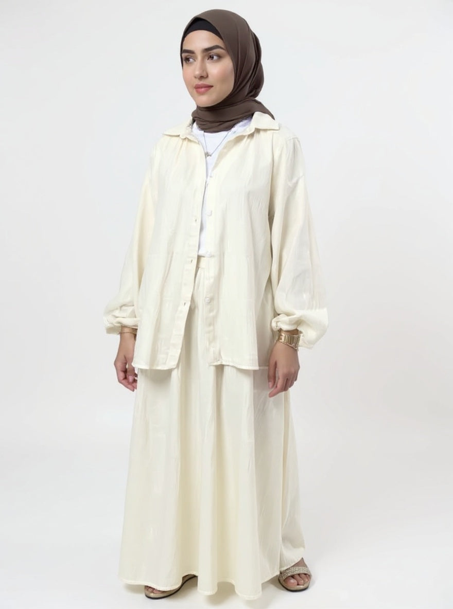 2 Piece Long Sleeve Shirt with Skirt