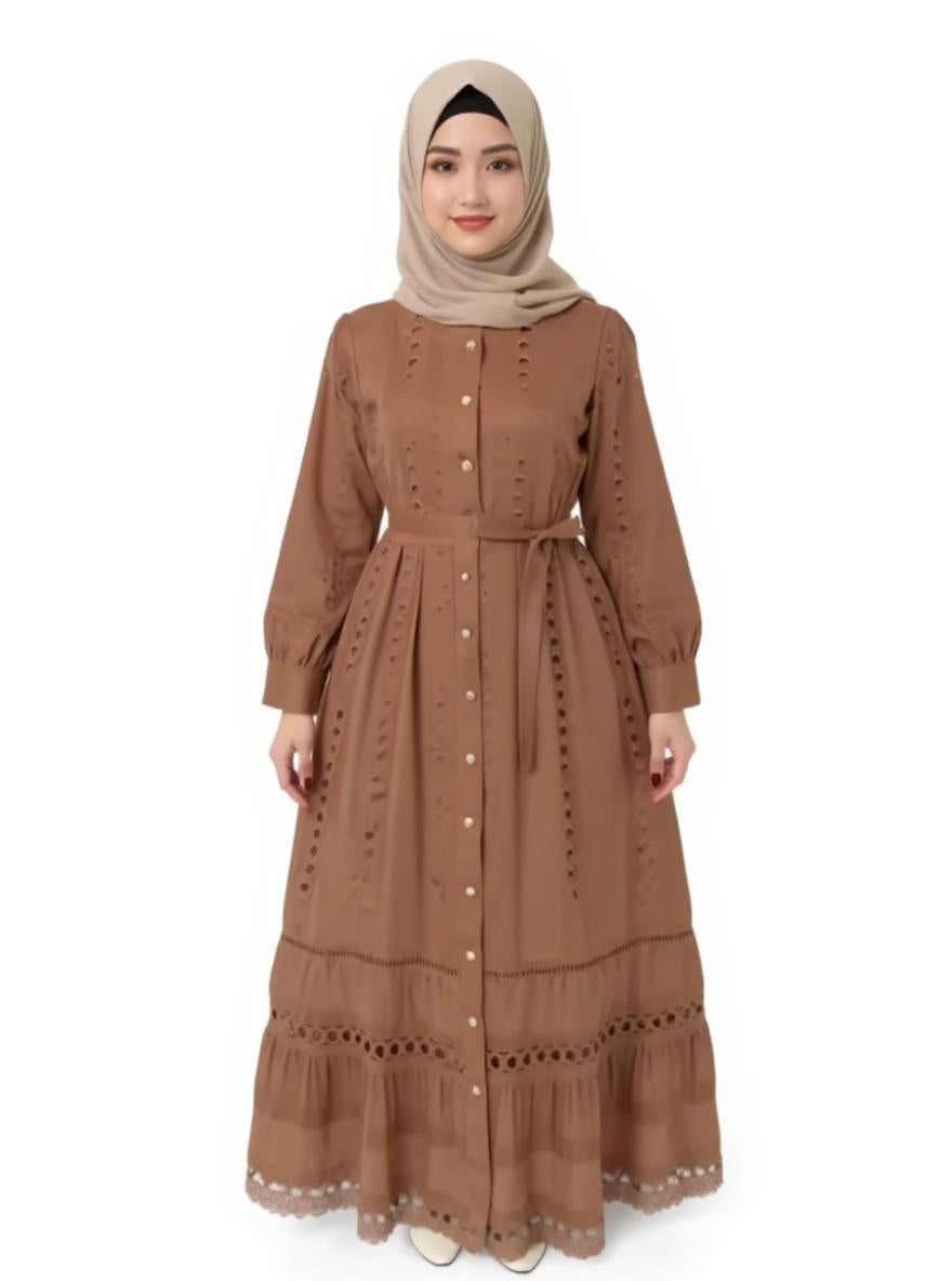 Boho Retro Dress with Belt Waist