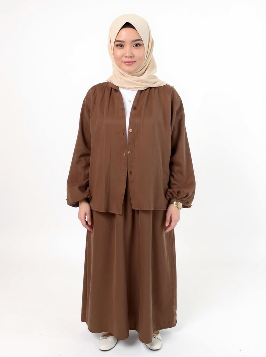 2 Piece Long Sleeve Shirt with Skirt