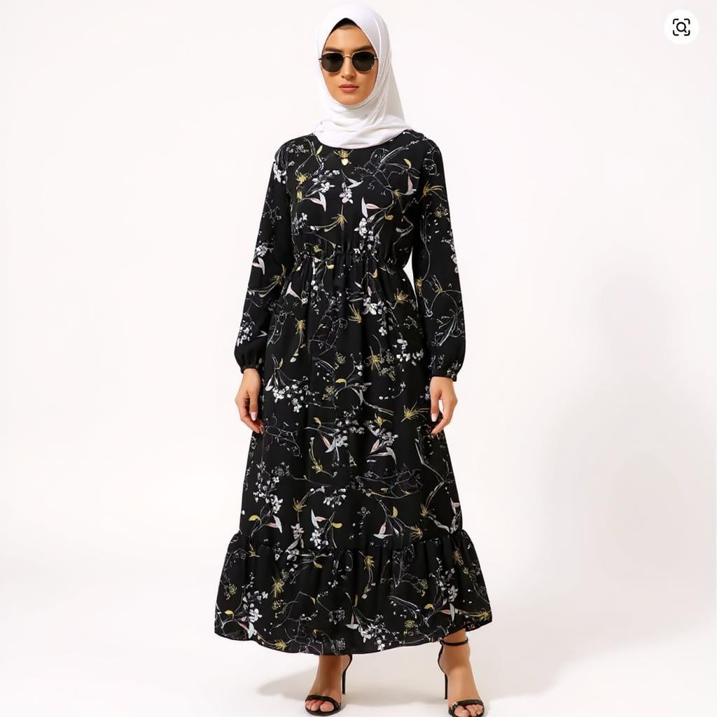 Summer Chiffon Bohemian Maxi Dress Casual Long Sleeve High Waist