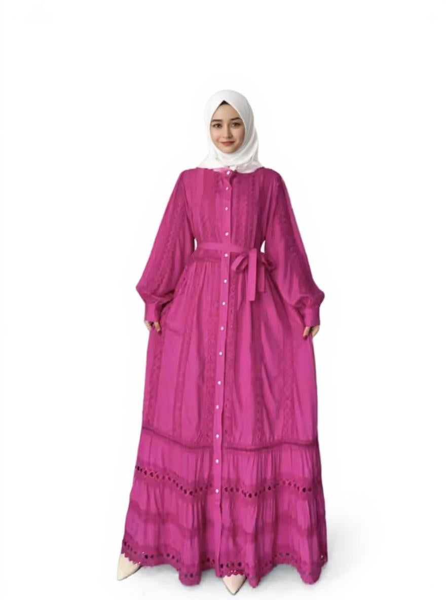 Boho Retro Dress with Belt Waist