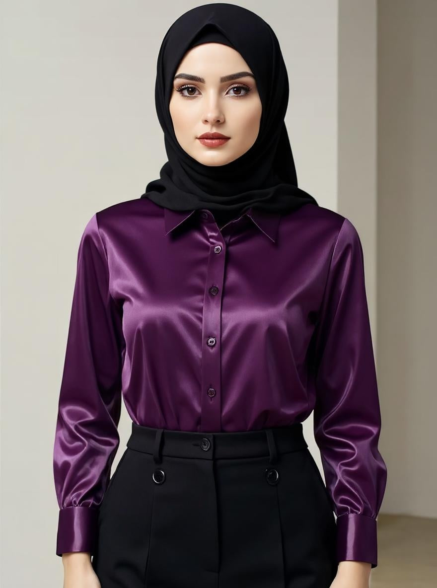 Luxury Silky Satin Long Sleeve Blouses