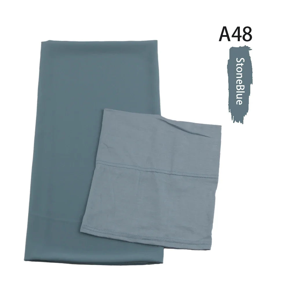 Chiffon Hijabs With Matching Inner Caps Sets Jersey Caps