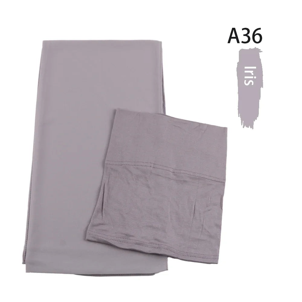 Chiffon Hijabs With Matching Inner Caps Sets Jersey Caps