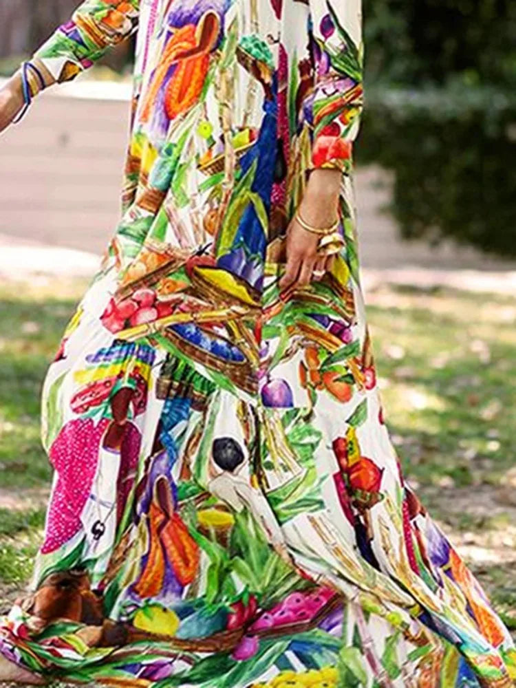 Fairy Tale Print Shirt Maxi Dress