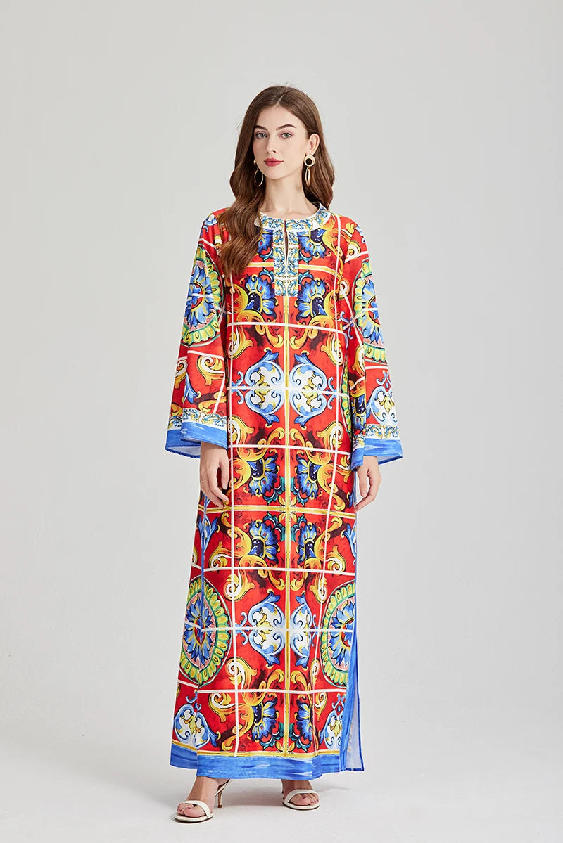 Boho Ramadan Print Maxi Dress