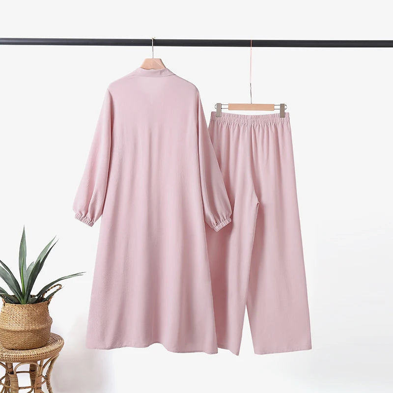 2 piece Set Long Sleeve Shirt Set Causal Pants Suits