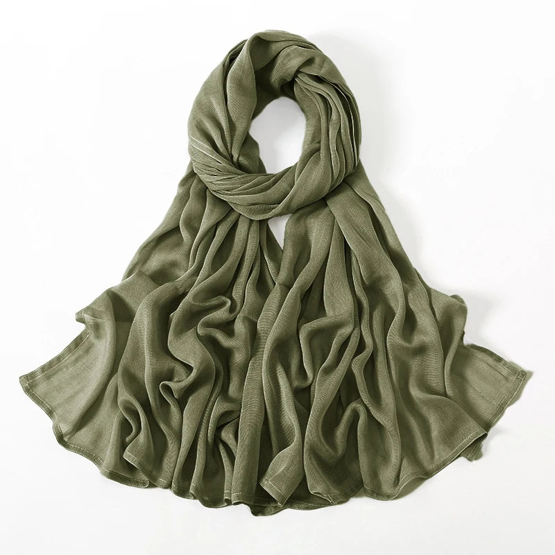 Thin Plain Shawls Soft Viscose Rayon Headscarf
