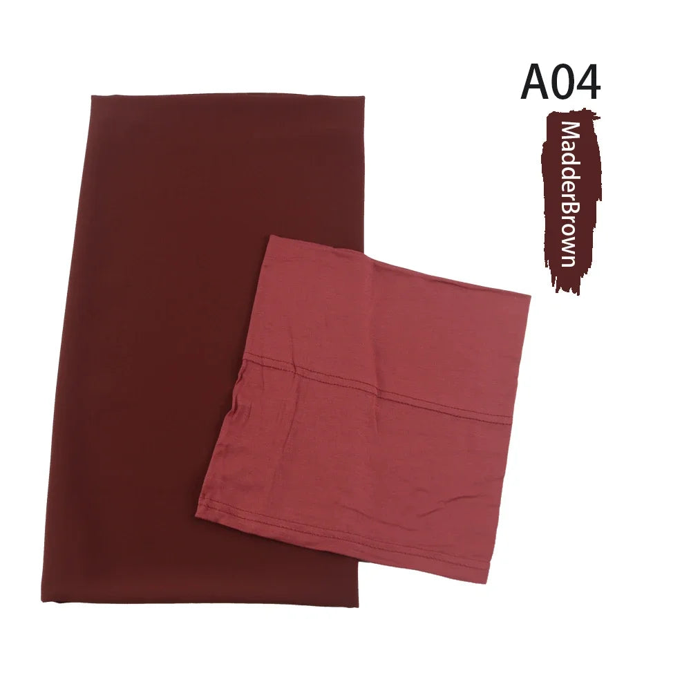 Chiffon Hijabs With Matching Inner Caps Sets Jersey Caps