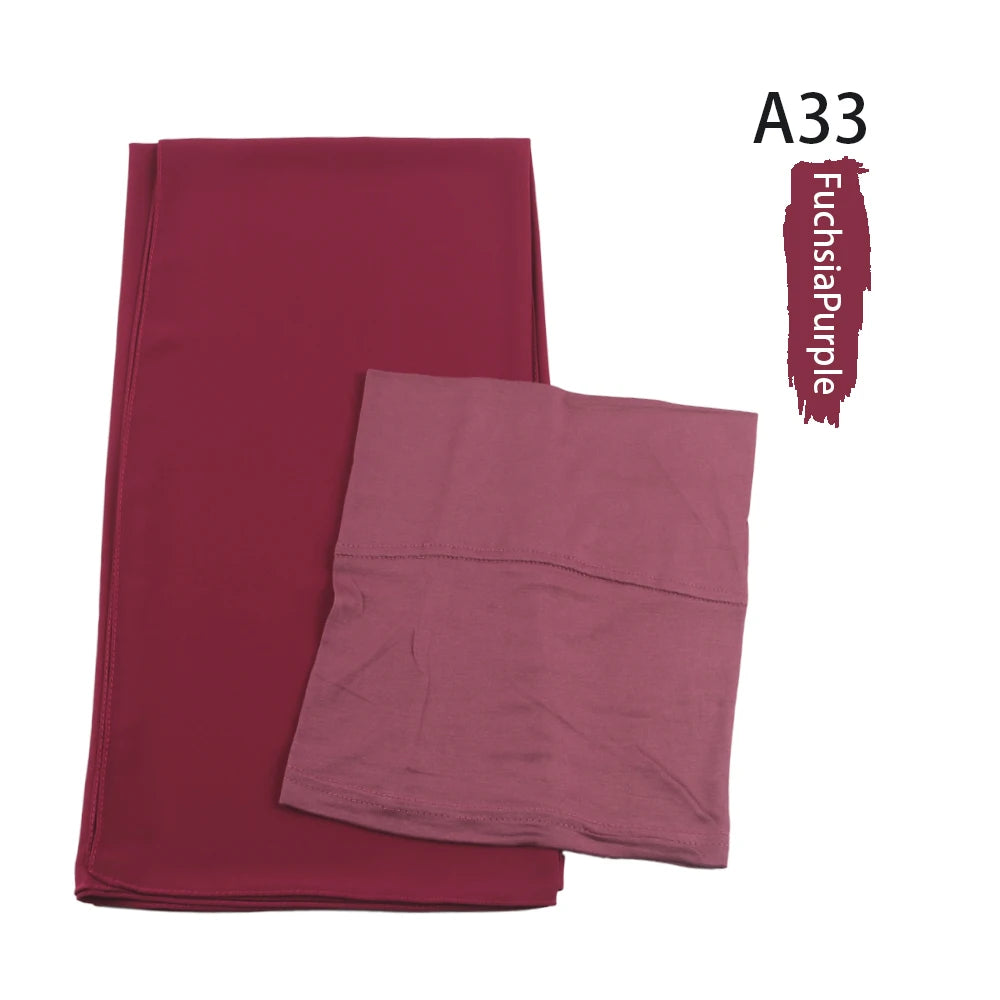 Chiffon Hijabs With Matching Inner Caps Sets Jersey Caps