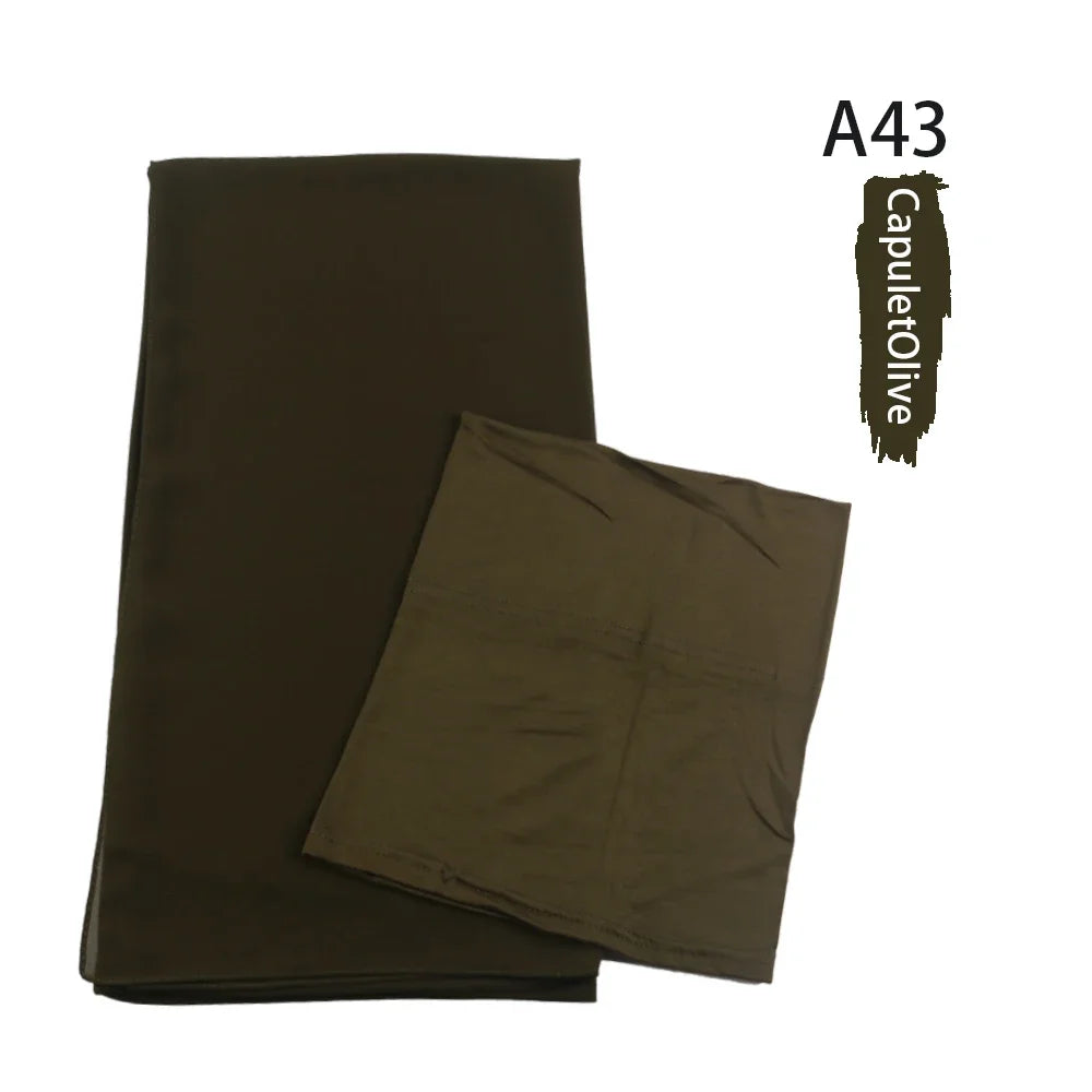 Chiffon Hijabs With Matching Inner Caps Sets Jersey Caps