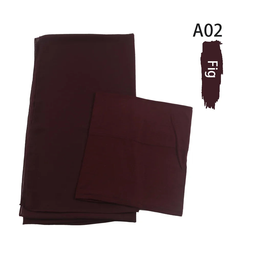 Chiffon Hijabs With Matching Inner Caps Sets Jersey Caps