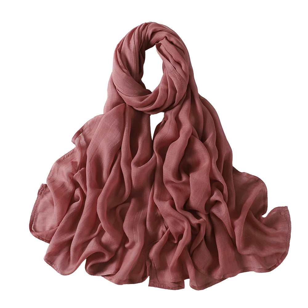 Thin Plain Shawls Soft Viscose Rayon Headscarf