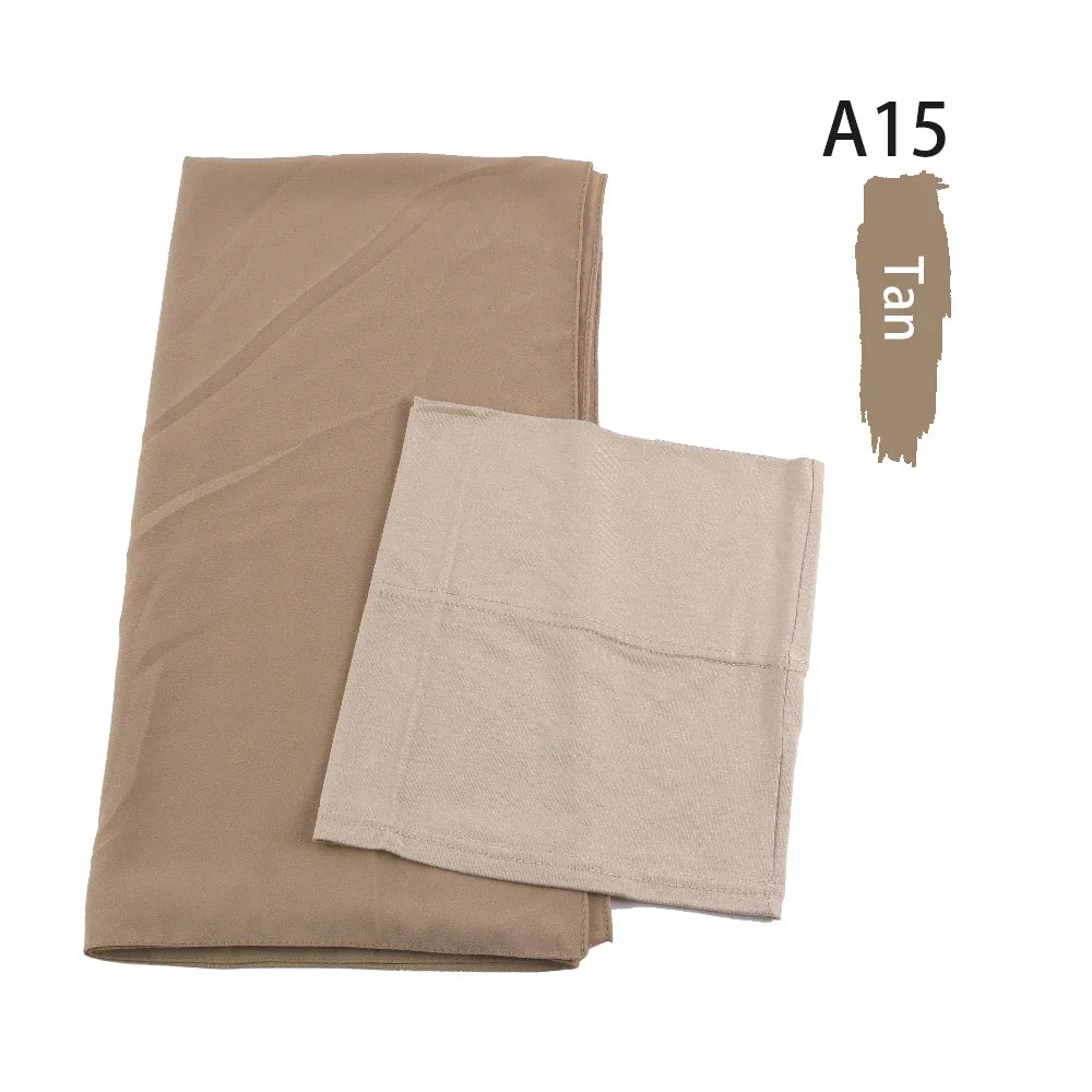 Chiffon Hijabs With Matching Inner Caps Sets Jersey Caps