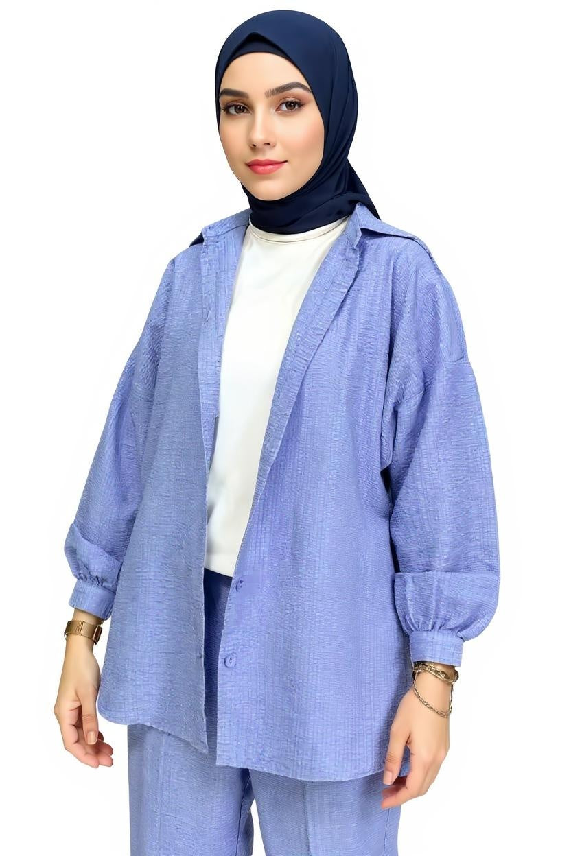 Casual Women Sets Two-Piece Cardigan with Wide Leg Pants Loose