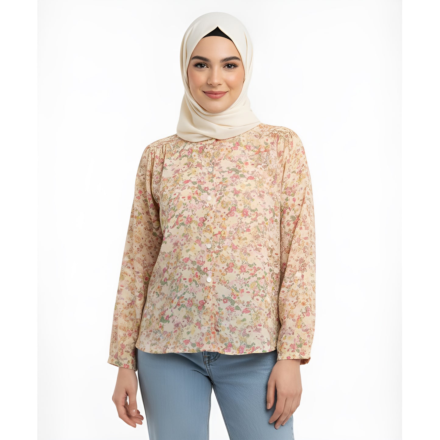 Floral Print Chiffon Blouse for Women