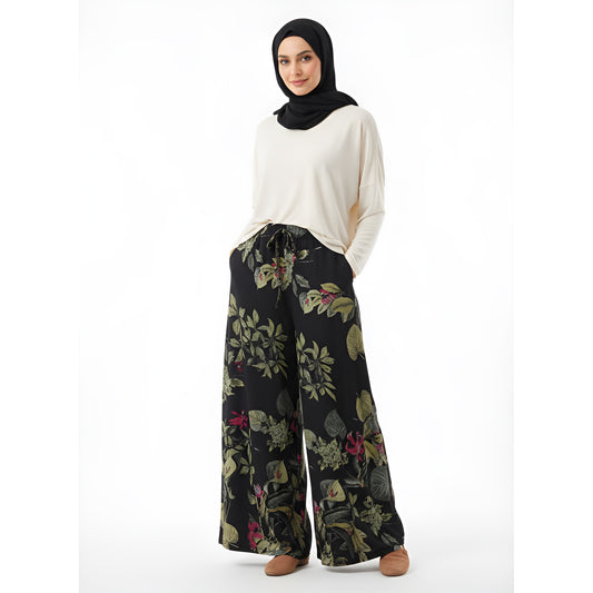 Floral Print Wide Leg Pants