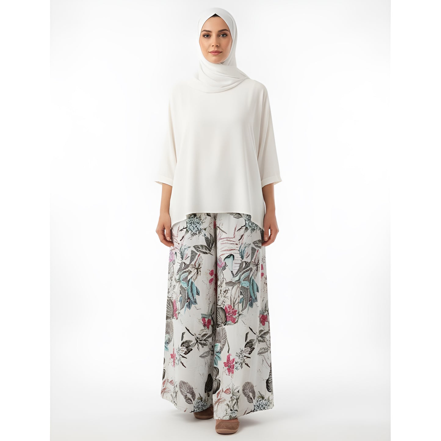Floral Print Wide Leg Pants