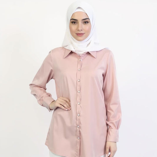 Satin Long Sleeve Shirt Casual