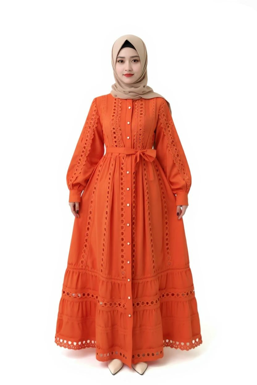 Boho Retro Dress with Belt Waist