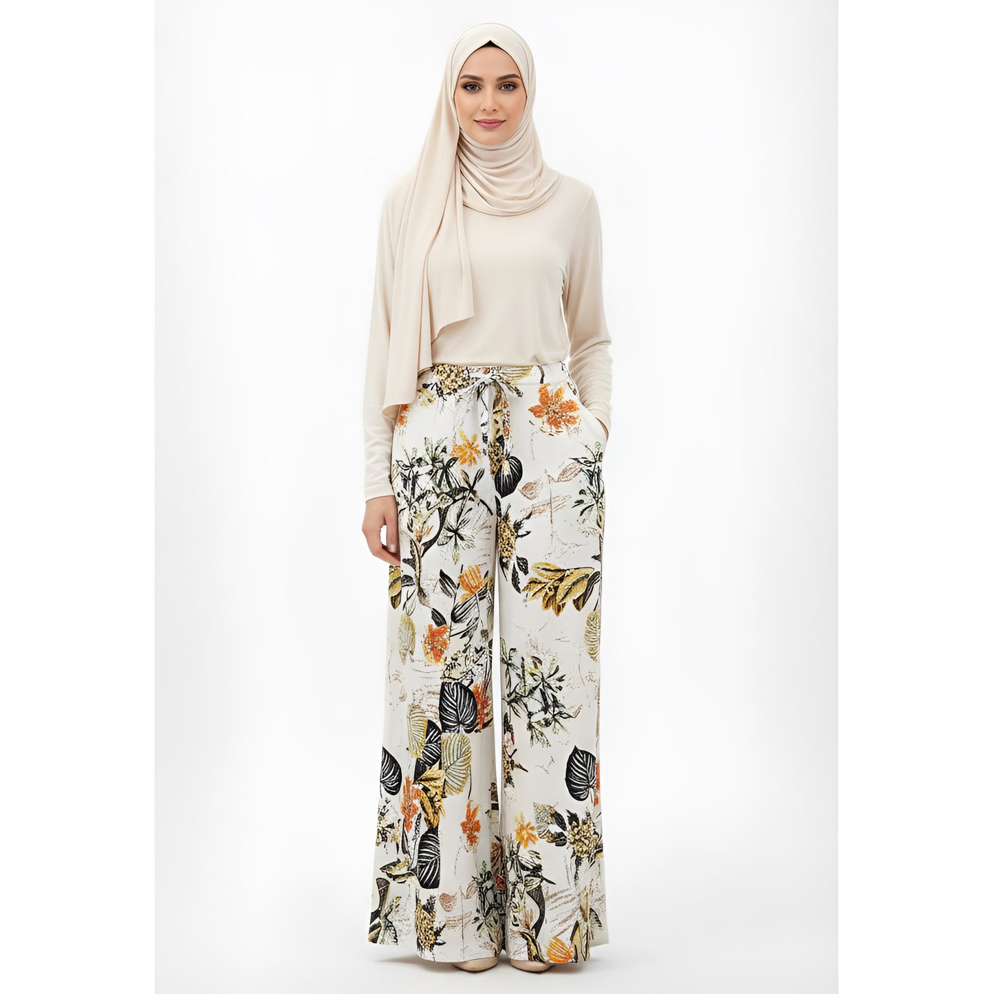 Floral Print Wide Leg Pants