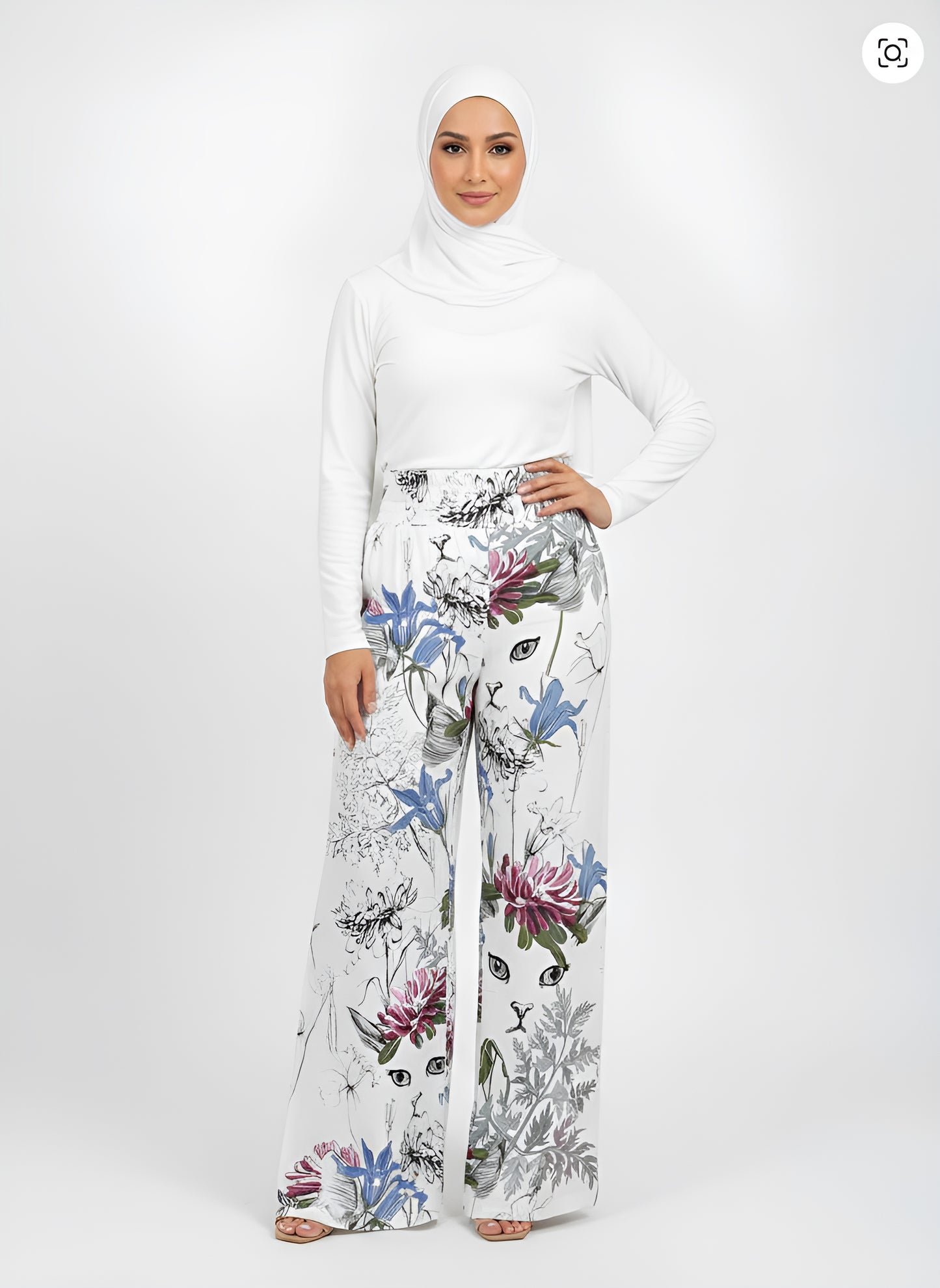 Trendy Contrast Print Wide Leg Trousers