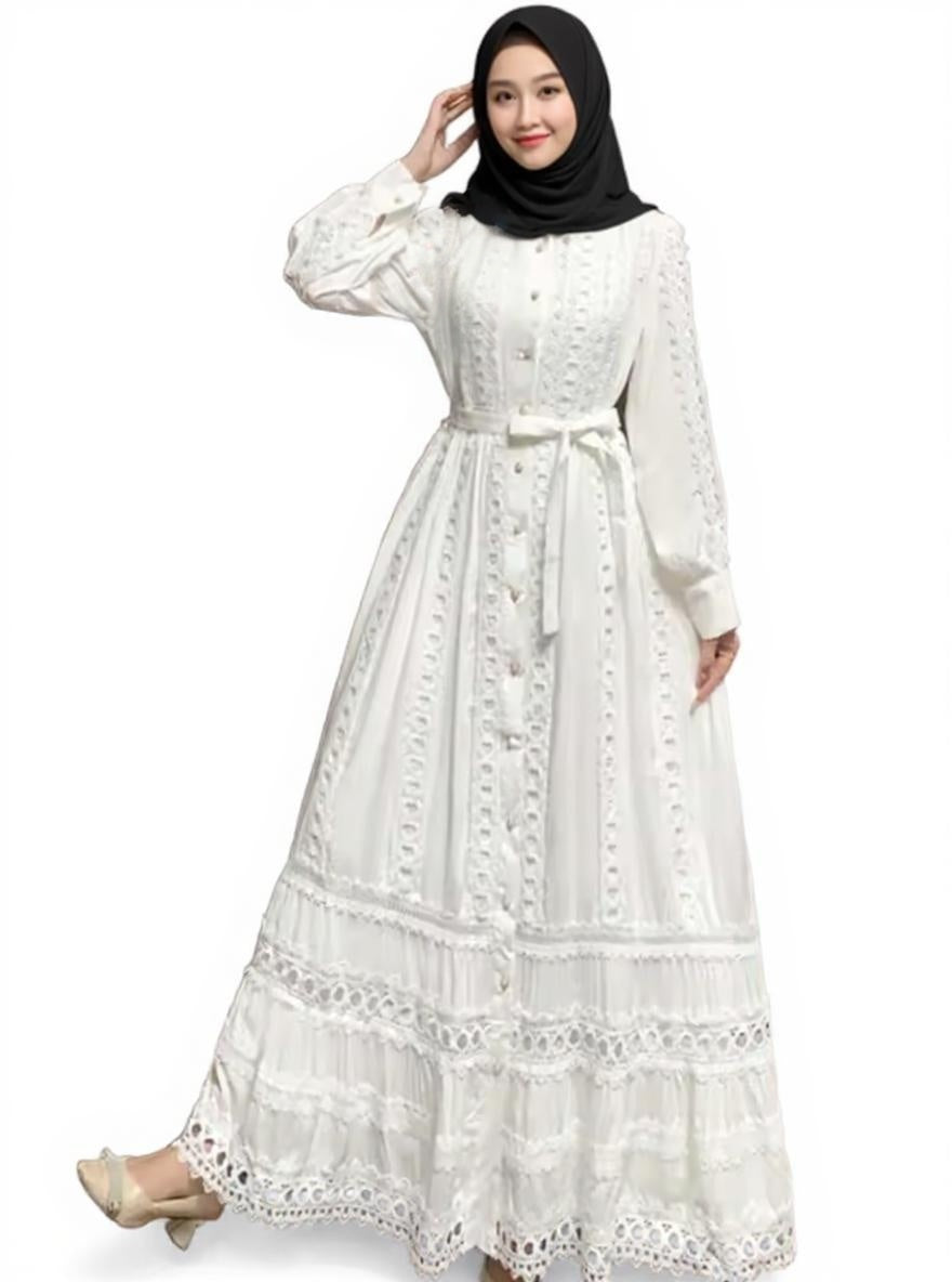Boho Retro Dress with Belt Waist