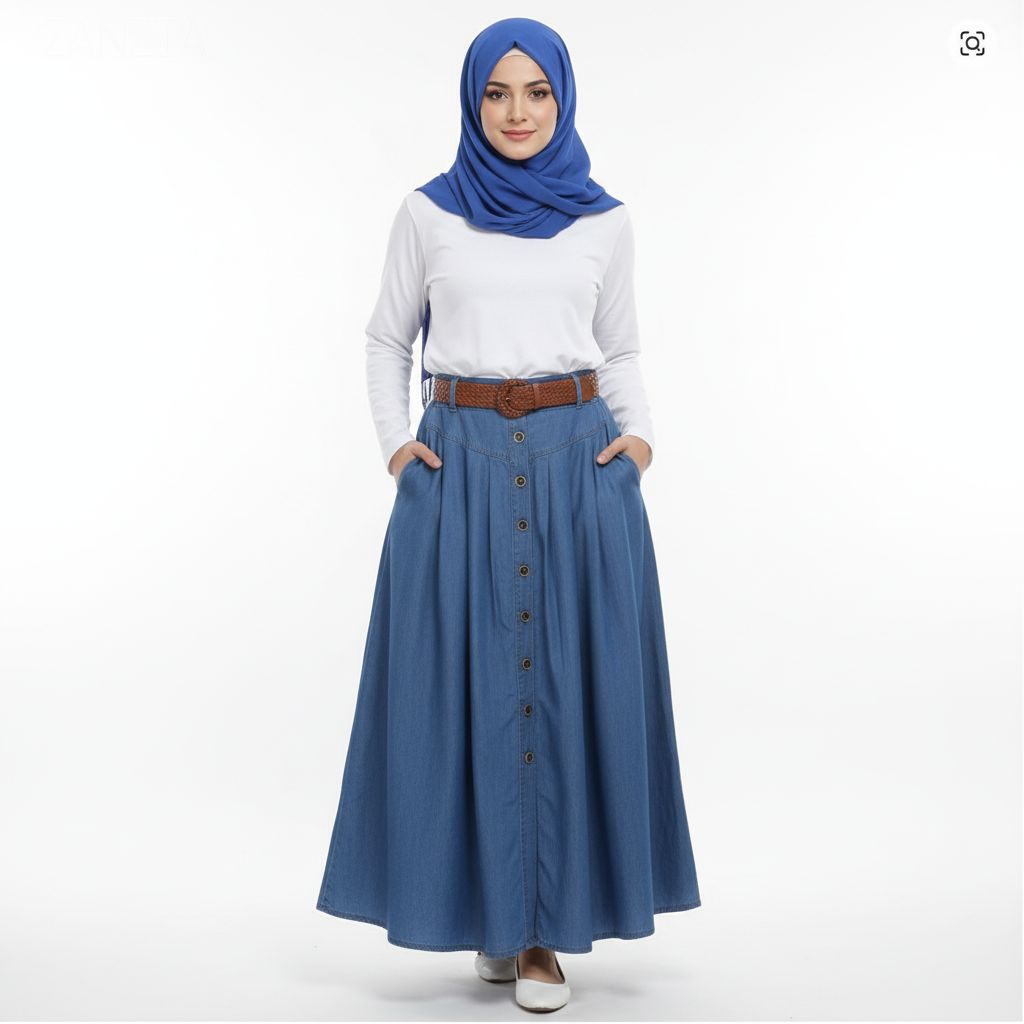 Stylish Long Button Skirt (No Belt)