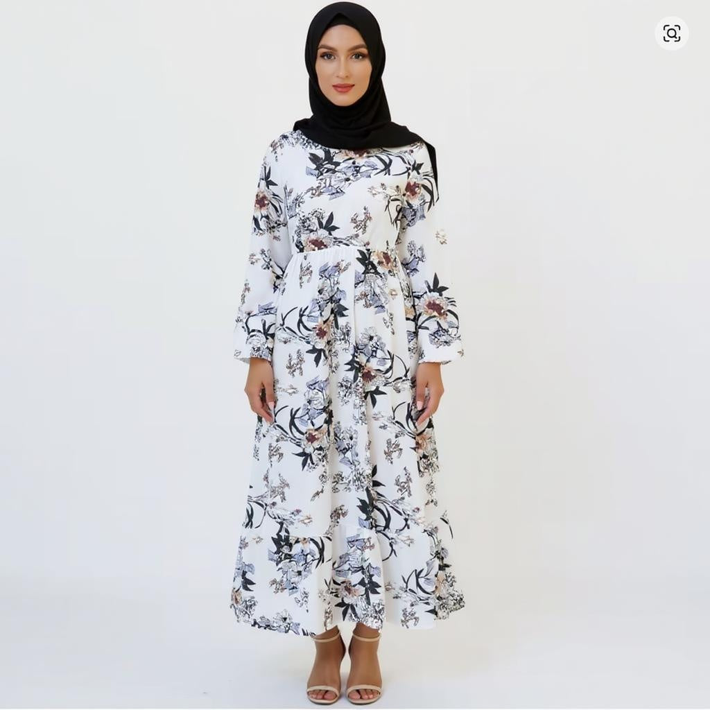 Summer Chiffon Bohemian Maxi Dress Casual Long Sleeve High Waist