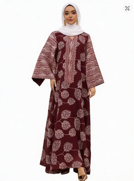Gold Embroidered Islamic Dress for Formal Occasions