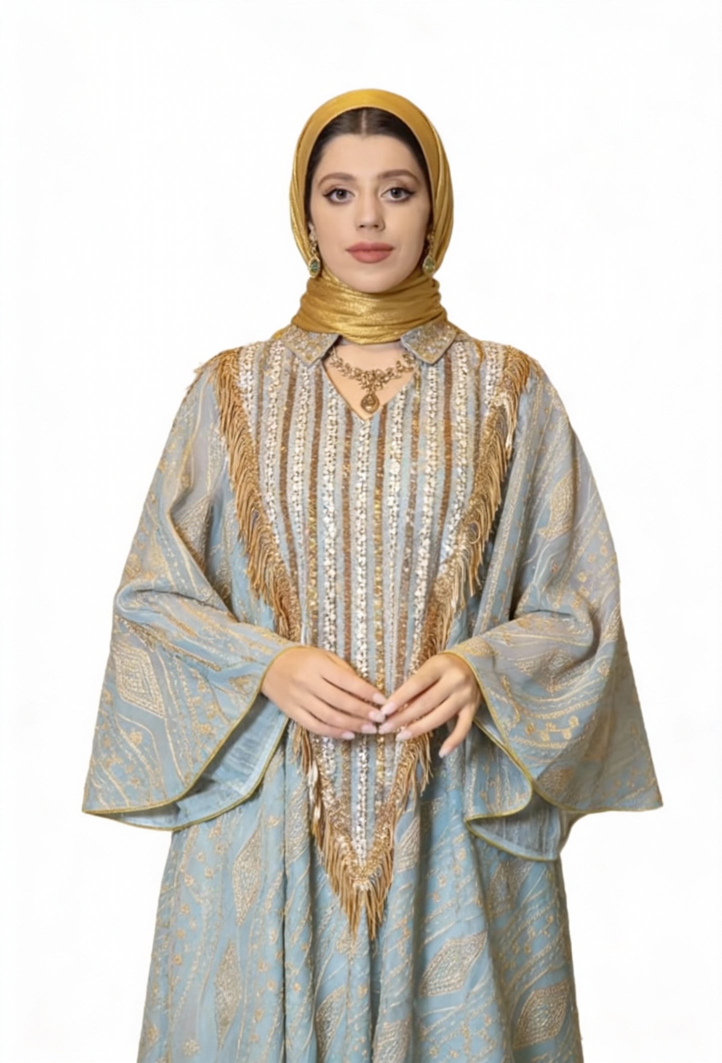 Gold Embroidery and Textured Patterns for Formal Gatherings