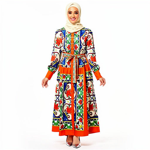 Porcelain Print Shirt Maxi Dress