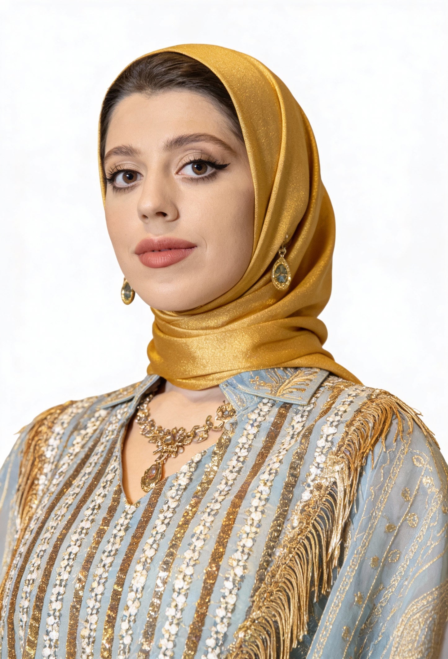 Gold Embroidery and Textured Patterns for Formal Gatherings