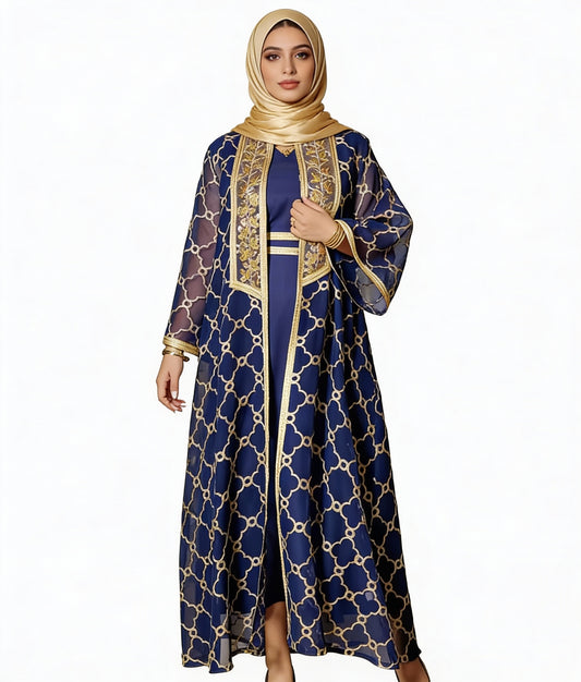 Embroidered Cardigan & Long Robe Style Kaftan