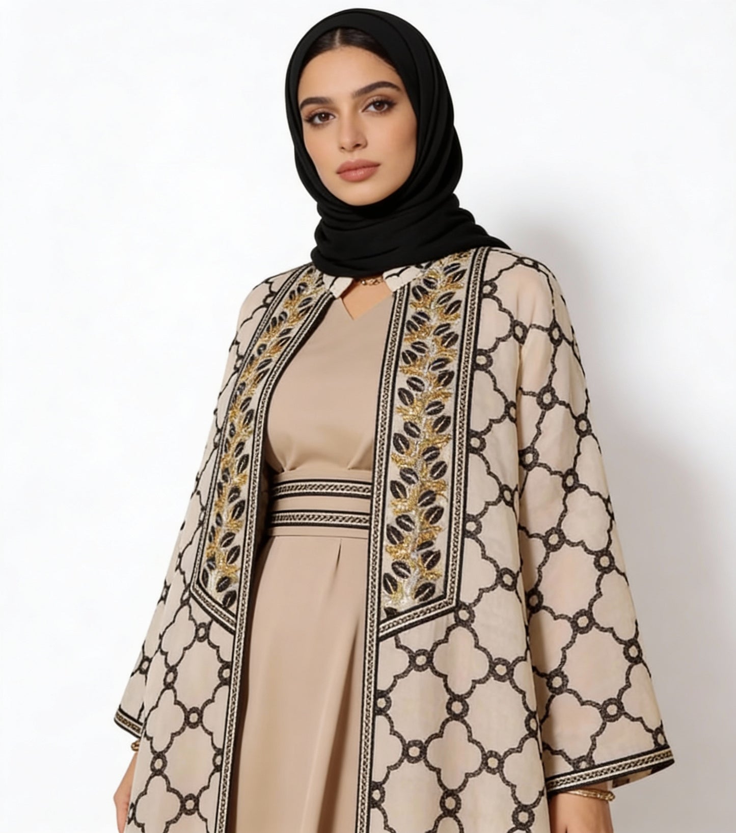 Embroidered Cardigan & Long Robe Style Kaftan