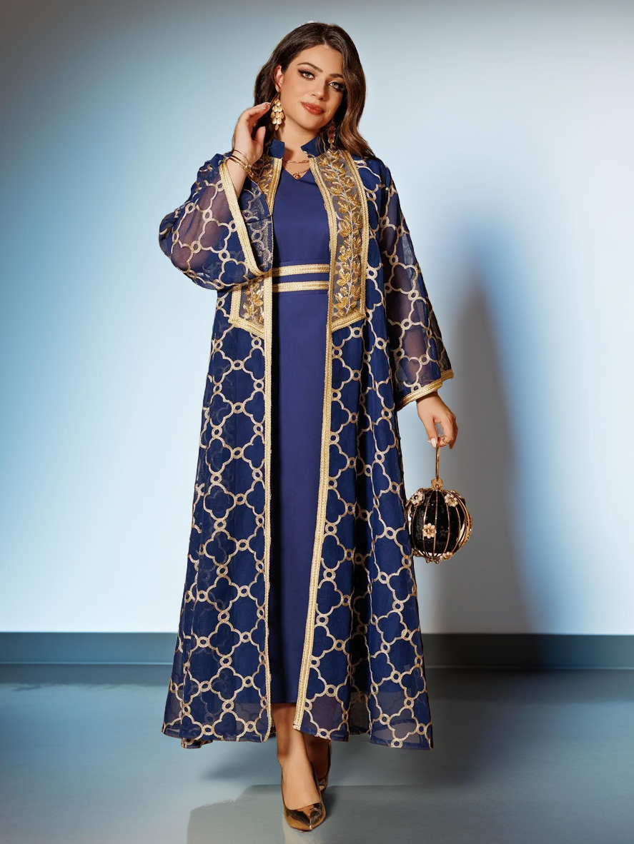 Embroidered Cardigan & Long Robe Style Kaftan