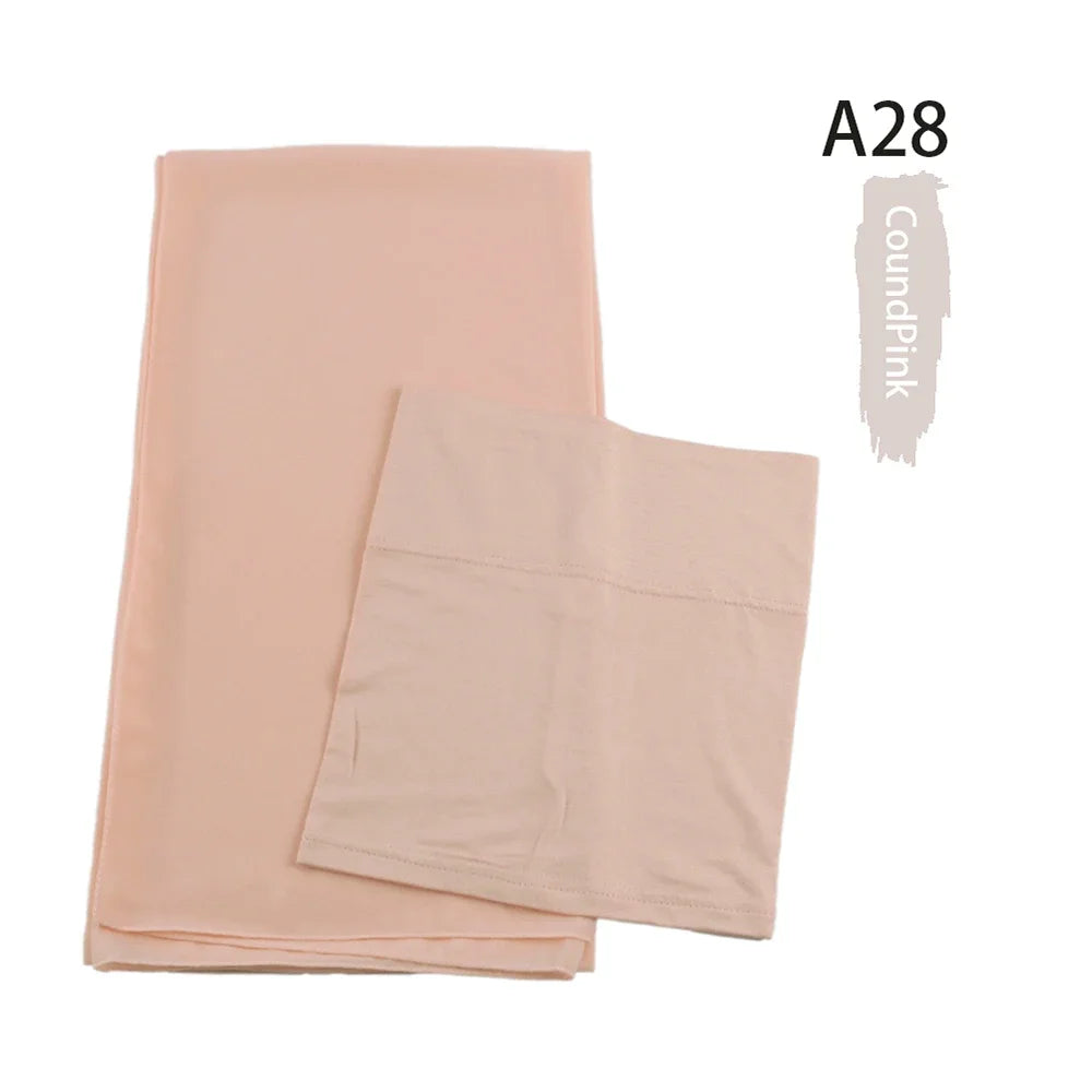 Chiffon Hijabs With Matching Inner Caps Sets Jersey Caps