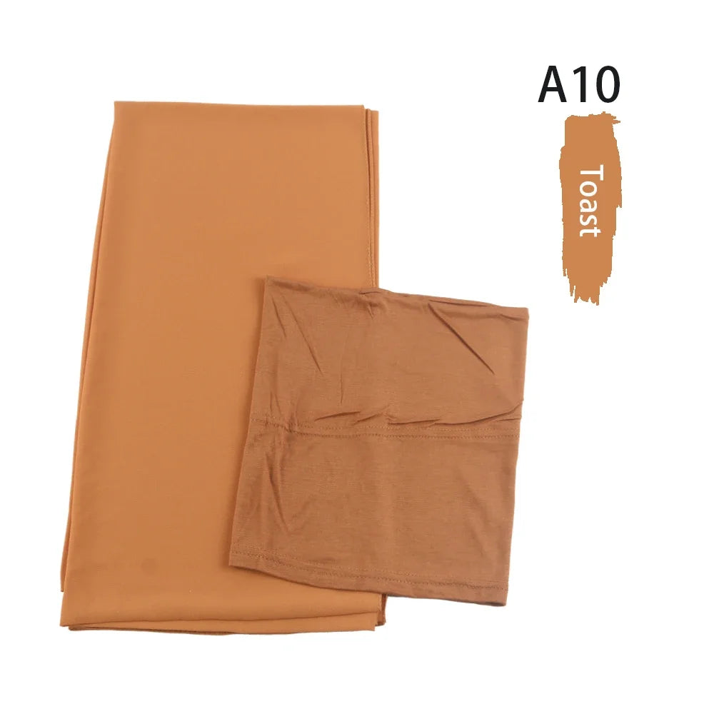 Chiffon Hijabs With Matching Inner Caps Sets Jersey Caps