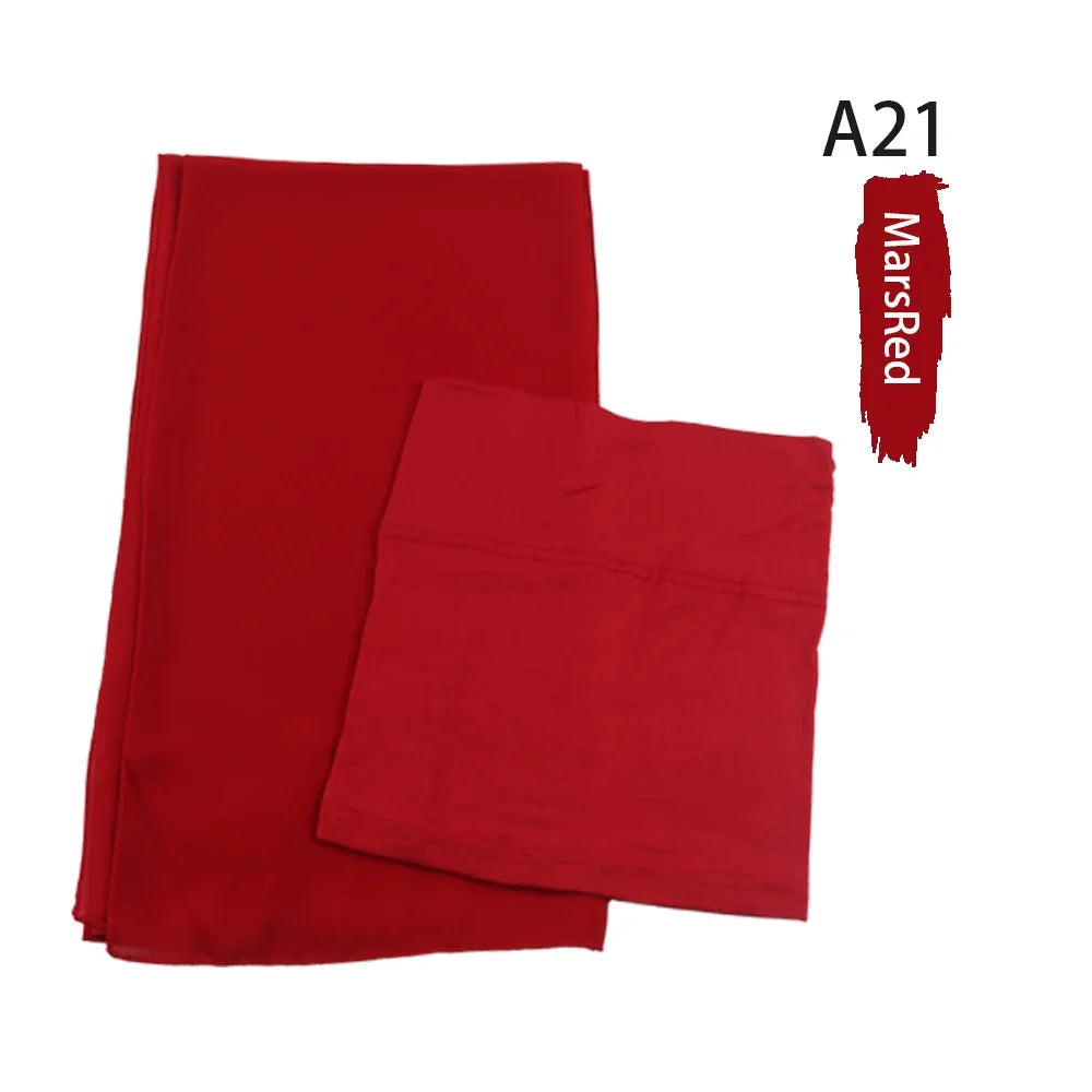 Chiffon Hijabs With Matching Inner Caps Sets Jersey Caps