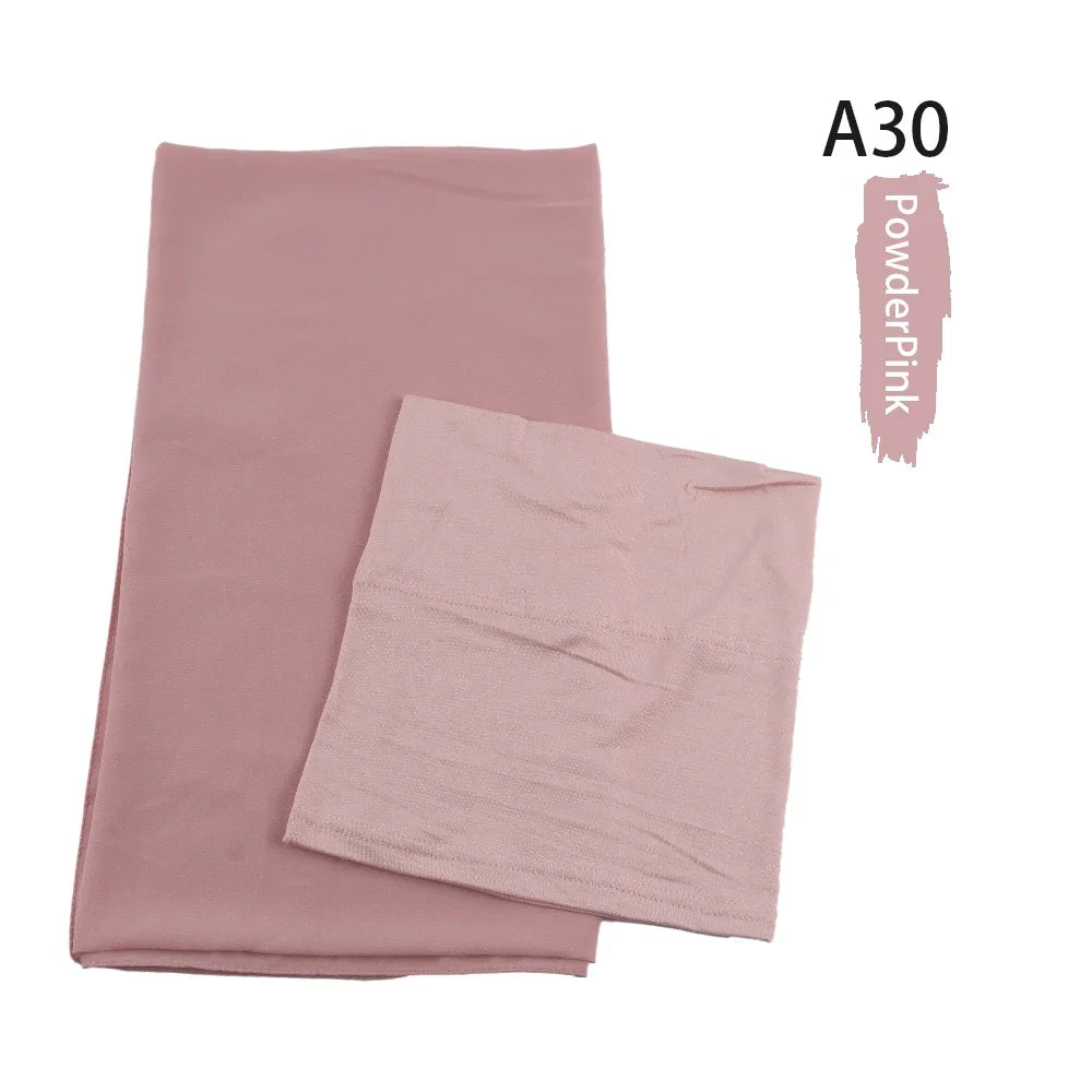 Chiffon Hijabs With Matching Inner Caps Sets Jersey Caps