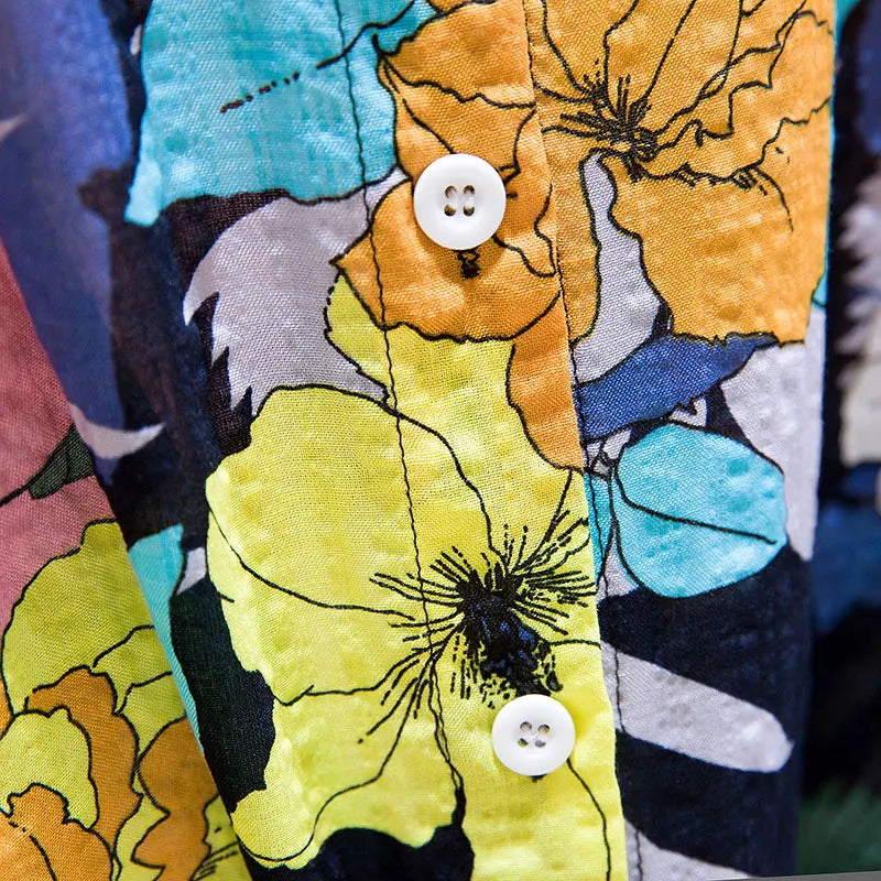 Vintage Floral Polo Neck Blouse for Women