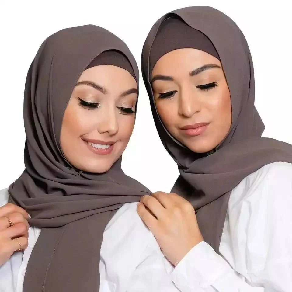 Chiffon Hijabs With Matching Inner Caps Sets Jersey Caps